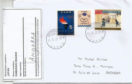 Letter From Tokyo 2022, To Andorra,arrived With Special Postal Label Priority-LC Kawasaki Higashi - Briefe U. Dokumente