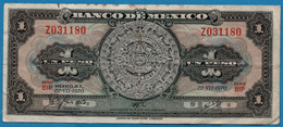 MEXICO 1 PESO 22.07.1970 SERIE BIP # Z031180 P# 59l  Aztec Calendar - Mexico