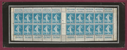 200522 - N°140-C18 Semeuse 25c Bleu Carnet De 20 Timbres Collé Sans Couverture - Pub BENEDICTINS Soulac OLIBET VICHY - Definitives