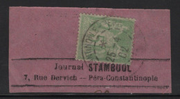 Type Sage Sur Fragment Obliteration Constantinople Pera - 1902 - Journal Stamboul - Non Classificati