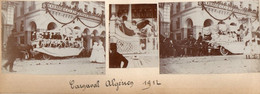 3 Photos -  Carnaval  Algérien  1912 - Au Dos : Blida , Col De Tirourda -  La Mer Vue Du Dey - Places