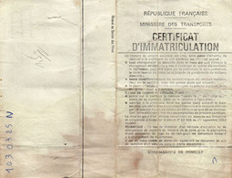 Certificat D'immatriculation  / Carte Grise D' Un Véhicule Citroën - Cars