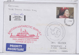 British Antarctic Territory (BAT) 2010 Cover Ship Visit RRS James Clark Ross Signature Ca Rothera 3.12.2010 (RH174A) - Covers & Documents