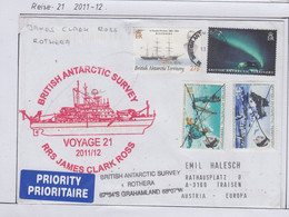 British Antarctic Territory (BAT) 2012 Cover Ship Visit RRS James Clark Ross  Ca Rothera 13.-.2012 (RH174C) - Lettres & Documents