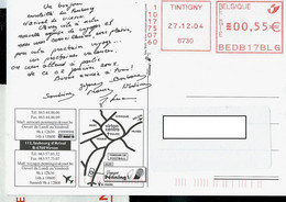 Carte  Obl. TINTIGNY ( 6730 ) 27/12/2004 - EMA (Print Machine)
