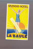 LA BAULE / étiquette Pour Bagages, Splendid Hotel, Plage Du Soleil, Circa1925 / Rare - Pubblicitari