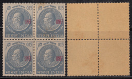 Overprint UNEF On Nehru, U.N. Force India 1965 MNH, Block Of 4, U.N. United Nations, @ Cairo, Gaza, Abu Seeir,( Stains) - Franchigia Militare