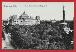 CARTOLINA NV GERMANIA - Gruss Aus BERLIN - Reichstagsgebaude Und Siegessaule - 9 X 14 - Mitte
