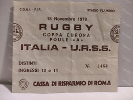 Italia Russia Rugby Ticket 1978 COPPA EUROPA  Stadio Flaminio - Tickets - Vouchers