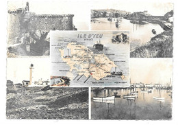 85 - ILE D'YEU - Multi Vues : Vieux Château, Port De La Meule, Phare, Port Joinville, Carte Géographique De L'île - état - Ile D'Yeu