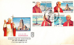 CHILE  - 1987 -  POPE JOHN PAUL II - STAMP - ENVELOPE COVER - SOUVENIR 166 - Päpste