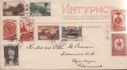 1946. SOWJET Michail Kalinin And 8 Other Stamps On Cover To Denmark. Interesting.  - JF430316 - Covers & Documents