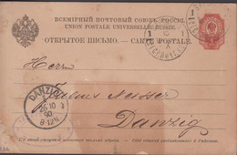 1890. POLSKA.  CARTE POSTAL 4 KOP From WARSZAVA To Danzig With Arrival Cancel DANZIG 26 10 90.  - JF430318 - Cartas & Documentos