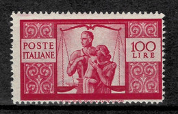 Italy 1945 100 L ☀ Carmine Sas565, SG 669 (cat. £550) ☀ MLH Stamp - Ungebraucht