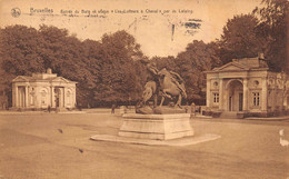 BRUXELLES - Entrée Du Bois Et Statue "Les Lutteurs à Cheval" Par De Lalaing. - Forêts, Parcs, Jardins