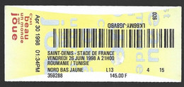 22- 5 - 1243 1998 Ticket Saint Denis Stade De France Roumanie Tunisie 26 Juin - Tickets - Vouchers