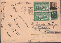 RSI INTERO POSTALE GIUSEPPE MAZZINI + 2 ESPRESSI 'DUOMO DI PALERMO' PEGLI 8.11.1944 - FILAGRANO C112 + SASSONE E23 + 491 - Entero Postal