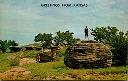 Kansas Greetings Showing Mushroom Park West Of Salinas - Salina