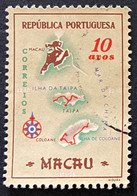 MAC5389U1 - Macau Geographic Map - 10 Avos Used Stamp - Macau - 1956 - Gebruikt