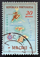 MAC5390U1 - Macau Geographic Map - 30 Avos Used Stamp - Macau - 1956 - Oblitérés
