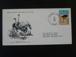 FDC Autruche Ostrich Niger WWF 1978 - Straussen- Und Laufvögel