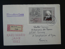 Lettre Recommandée Registered Cover Bloc Karl Marx Strehla DDR 1983 - Karl Marx