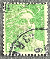FRA0809U - Marianne De Gandon - 5 F Yellowish Green Used Stamp - 1948 - France YT 809 - 1945-54 Marianne Of Gandon