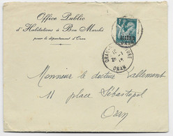 ALGERIE IRIS 1FR TURQUOISE SEUL LETTRE ORAN PREFECTURE 26.7.1946 - 1939-44 Iris