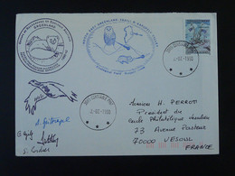 Lettre Cover Expédition Franco Allemande écologie Arctique Chouette Owl Groenland Greenland 1990 (ex 2) - Lettres & Documents