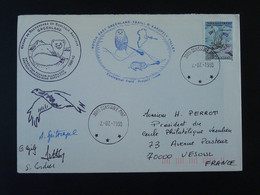 Lettre Cover Expédition Franco Allemande écologie Arctique Chouette Owl Groenland Greenland 1990 (ex 2) - Briefe U. Dokumente