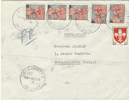 Enveloppe FRANCE N° 1186, 1216 X 5 Y & T - Cartas