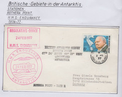 British Antarctic Territory (BAT) 1977 Cover HMS Endurance  Ca Rothera/Adelaide Island 3 MR 77 (RH180) - Covers & Documents