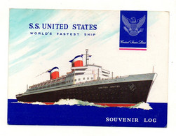 Horaires Voyage 394 Eastbound S.S. United States World's Fastest Ship Souvenir Log 1969 - Boats