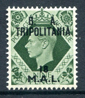 British Occ. Italian Colonies - Tripolitania - 1950 B.A. - 18l On 9d Deep Olive-green HM (SG T22) - Tripolitaine