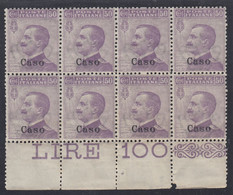 1912 Blocco Di 8 Valori AdF Sass. 7 MNH** Cv 40 - Aegean (Caso)