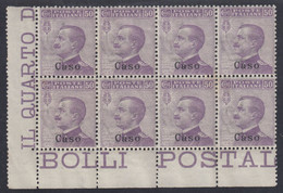 1912 Blocco Di 8 Valori BdF Sass. 7 MNH** Cv 40 - Egée (Caso)