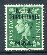 British Occ. Italian Colonies - Tripolitania - 1950 B.A. - 1l On ½d Pale Green Used (SG T14) - Tripolitaine