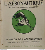 1932 Le 13e SALON DE L'AÉRONAUTIQUE - PARIS - LE GRAND PALAIS - AVIATION - REVUE L'AÉRONAUTIQUE - 1900 - 1949