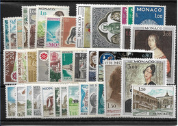 Monaco Année Complète 1970, 38 Timbres**/ Neufs Sans Charnière. Cote 69€. - Volledige Jaargang