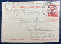 Entier Carte Lettre 1915 Pellens 10c Rouge Obl Dateur K.D.Feld-post 6 "Reserve-div" Rare Et Superbe - 1912 Pellens