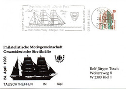 (SSS GF) BRD Sonder-Karte Segelschulschiff "Gorch Fock" - EF BRD Mi 1339 MWSt 24.4.1993 KIEL 1 - Barche