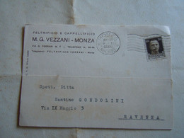 C.P.A. \P.C \.Ak PUBBLICITARIA FELTIFICIO CAPPELLIFICIO VEZZANI MONZA 1940 - Monza