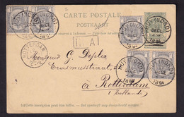 DDBB 847 - Entier Postal + 5 TP Armoiries HUY Nord Vers ROTTERDAM NL - Origine Manuscrite Gerday § Cie à MARCHIN - AK [1871-09]