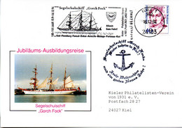 (SSS GF) Sonder-Karte Segelschulschiff "Gorch Fock" Jubiläums-Ausbildungsreise - EF BRD Mi 1331 MWSt 26.12.1994 KIEL 1 - Barche