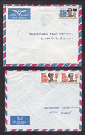 Congo: 2x Airmail Cover To Finland, 1970s, 3 Stamps, Mobutu, Dictator, Value Overprint (minor Damage, See Scan) - Otros & Sin Clasificación