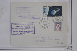 AR18  FRANCE BELLE LETTRE  1966 1ER VOL PARIS BEYROUTH ++ AFFRANCH. PLAISANT - 1960-.... Brieven & Documenten