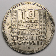 10 Francs Turin Grosse Tête, Rameaux Courts, 1946 B (Beaumont-le-Roger), Cupro-nickel - Gouvernement Provisoire - 10 Francs