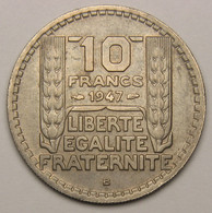 10 Francs Turin Grosse Tête, Rameaux Courts, 1947 B (Beaumont-le-Roger), Cupro-nickel - Gouvernement Provisoire - 10 Francs