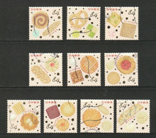 JAPAN 2021 HAPPY CELEBRATION DESIGNS 84 YEN FOOD GASTRONOMY COOKIES COMP. SET OF 10 STAMPS USED (**) - Gebraucht