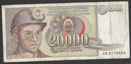 Jugoslavia - Banconota Circolata Da 20000 Dinari P-95a - 1987 #19 - Yugoslavia